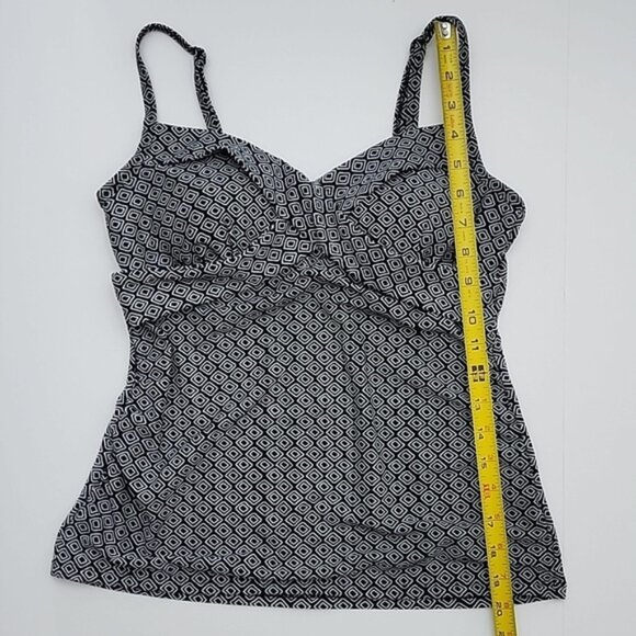 Christina Tankini Black White Geometric Print Padded Cups High Back Size 8 - Picture 15 of 16